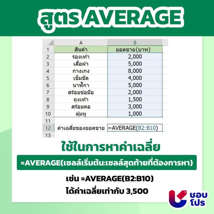 💚 รวม 10 สูตร Excel พื้นฐาน งานเสร็จไว ใช้เวลาน้อยลง! - ShobPro